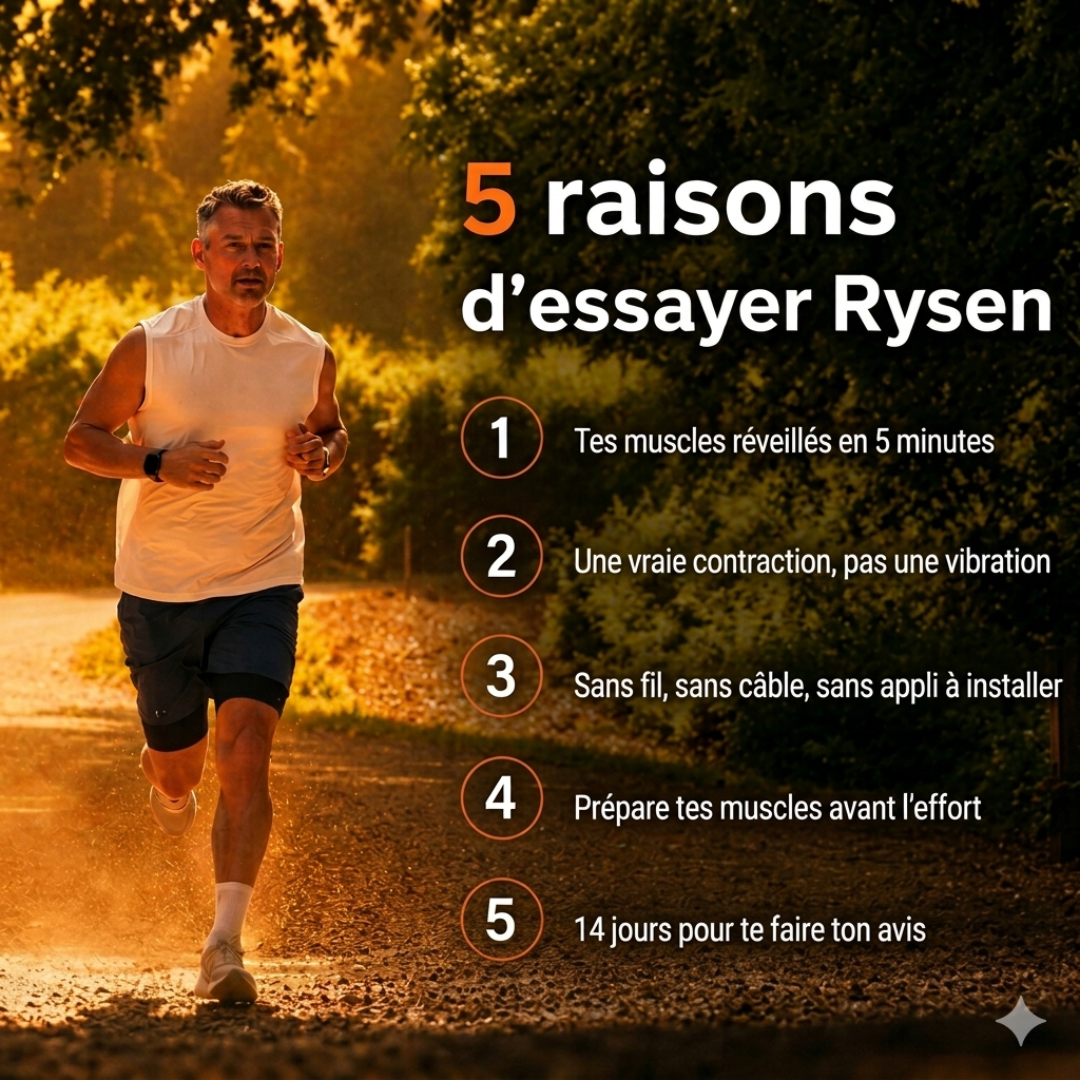 Rysen — Patch EMS sans fil · Prépare tes muscles avant l'effort